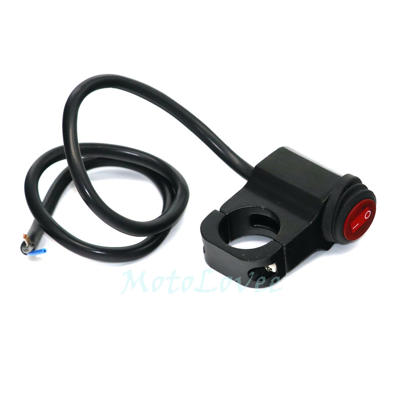 Motolovee Motorcycle Aluminium Alloy Switches  22mm Handlebar Headlight Switch and 3 Wires with Red Led Light 12v 16A 2 Color