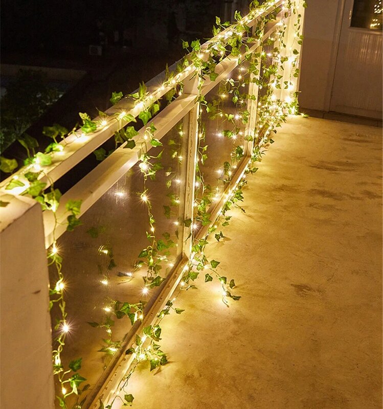 2 متر/3 متر/4 متر نبات اصطناعي Led ضوء سلسلة زاحف الأخضر ورقة الكرمة جارلاند لعيد الميلاد حفل زفاف عطلة أضواء الزخرفية