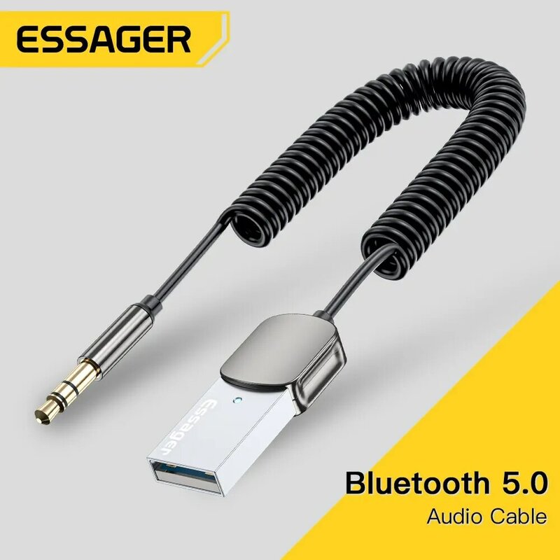 Essongager بلوتوث Dongle USB إلى سماعة من من من من من نوع x Audio Aux بلوتوث مجموعة جهاز استقبال Handsfree للسيارة جهاز إرسال BT