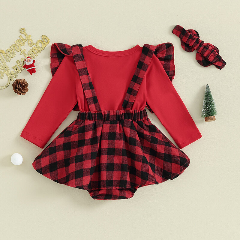 الرضع طفل الفتيات منقوشة الكرتون طباعة عيد الميلاد رومبير فستان ، طويلة الأكمام ، Bowknot تنورة ، تنحنح حللا ، عقال