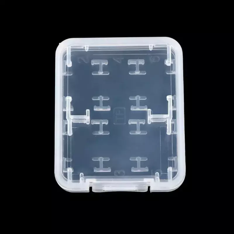 حقيبة تخزين بطاقات ذاكرة صغيرة شفافة ، 8 في 1 حامل حامي ، البلاستيك ، SD ، SDHC ، TF ، MS ، 1-5 قطعة
