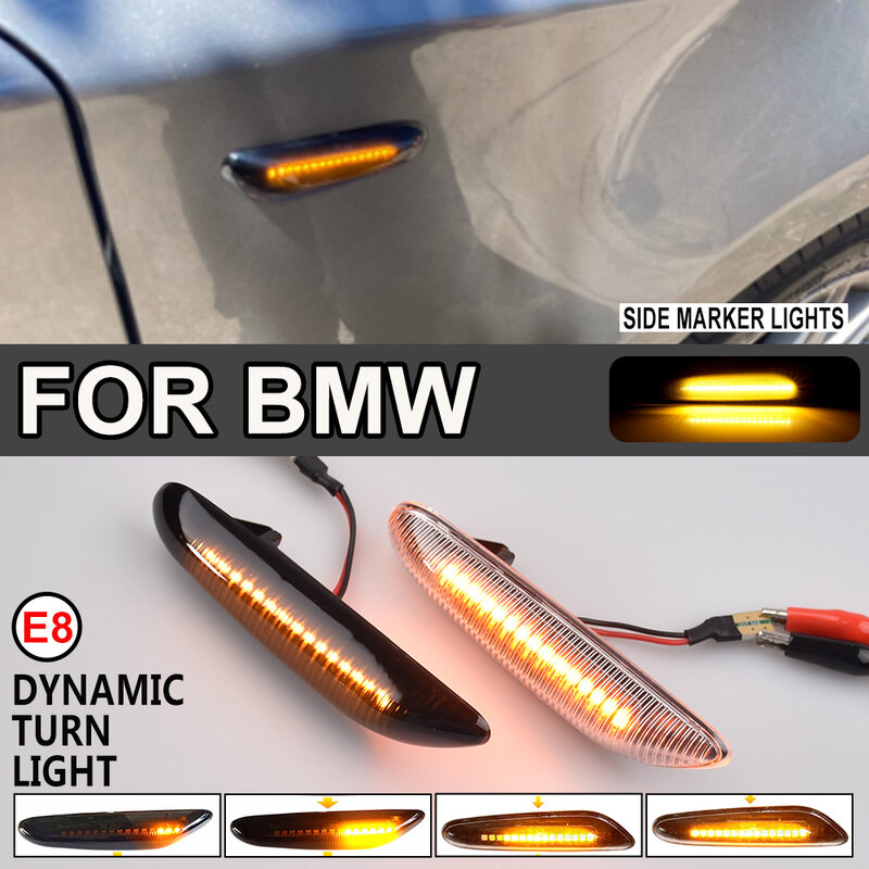 زوج الديناميكي تتدفق LED بدوره إشارة الجانب ماركر الضوء الوامض ل BMW E46 E60 E61 E90 E91 E81 E87 E82 E88 E83 E84 E92 E93 X3