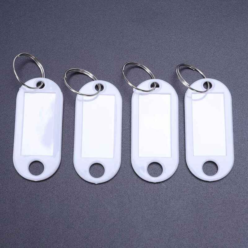 علامات مفاتيح بلاستيكية محمولة بيضاء ، علامات فوب المفاتيح ، ملصقات الهوية ، 20 أو
