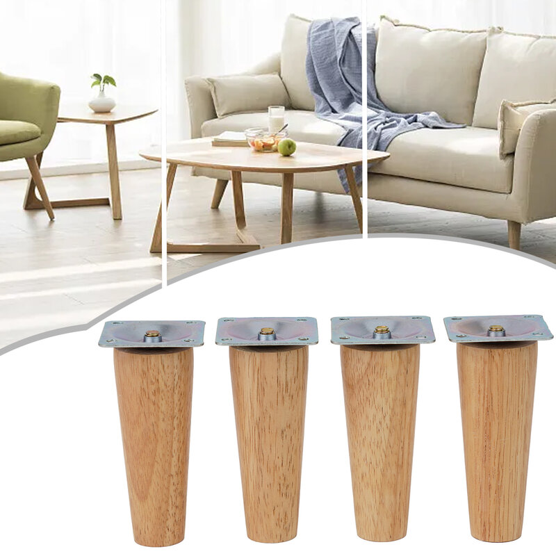 أرجل أريكة مصنوعة من البلوط الطبيعي الصديق للبيئة ، قابلة للتكيف مع مجموعة واسعة من أنماط الأثاث ، تصميم آمن للأرضيات ، مجموعة من 4 قطع
