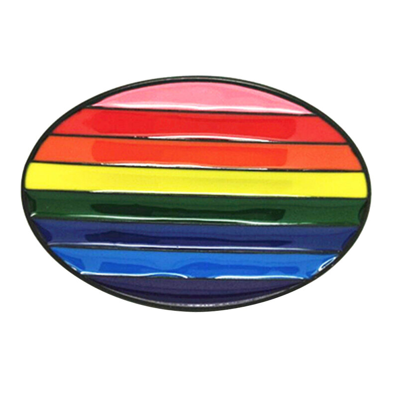 البيضاوي سبائك الزنك معدن الغربية قوس قزح LGBT حزام الابازيم 3.8 سنتيمتر دروبشيبينغ