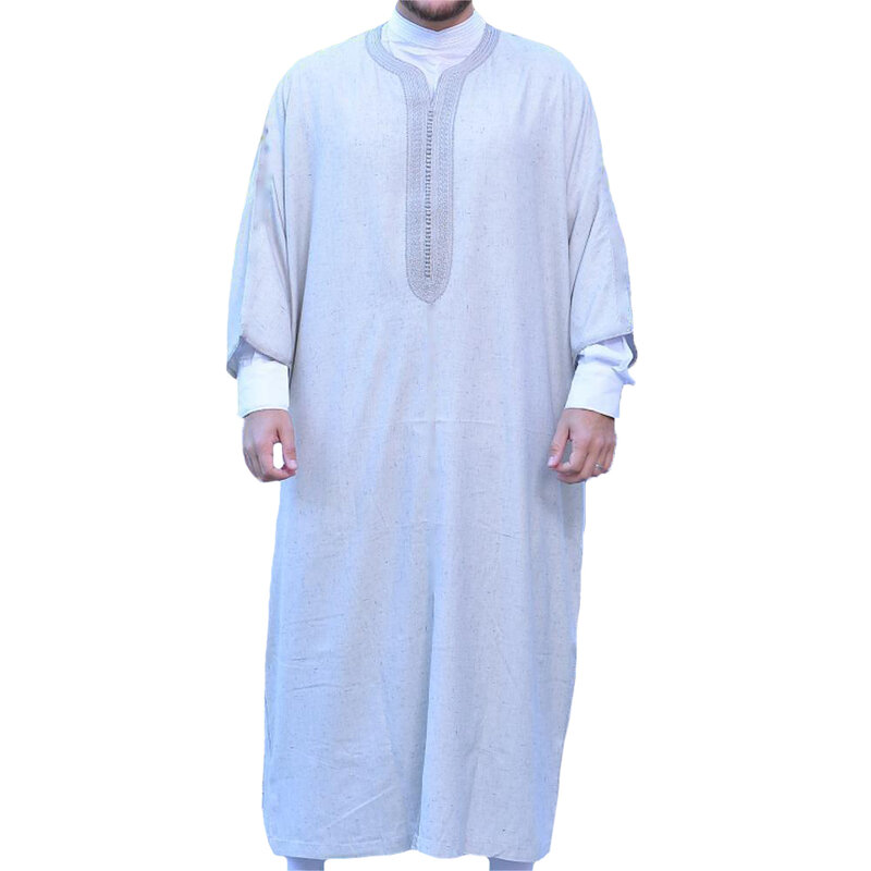 ملابس إسلامية عصرية للرجال مطرزة من Jubba Thobes عباية من Homme Qamis قفطان عربي تصلح لصلاة العيد فستان طويل