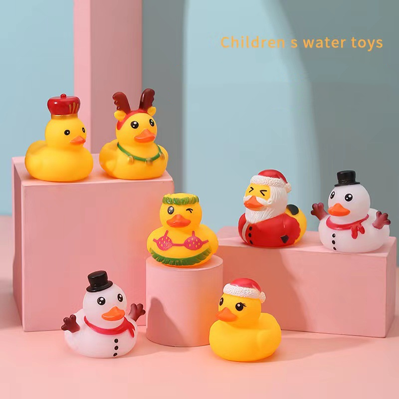 عيد الميلاد البطة حمام الأطفال اللعب قرصة دعوة ثلج المياه اللعب لطيف بطة