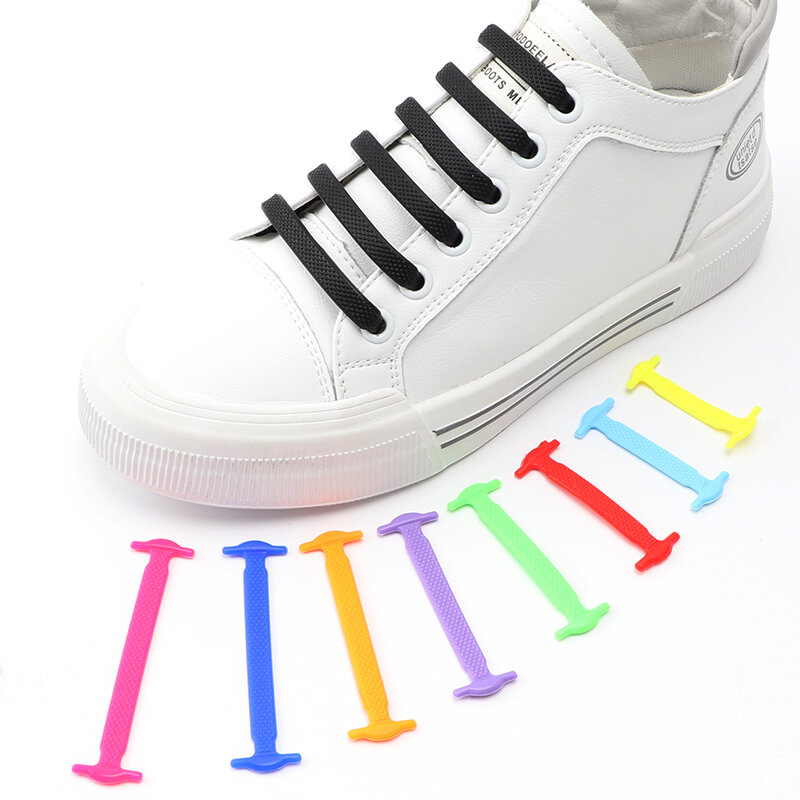 16 قطعة حذاء مرن الأربطة للأحذية الرياضية سيليكون تمتد أربطة الحذاء لا التعادل رباط الحذاء للأطفال أحذية شريط مطاطي رباط الحذاء