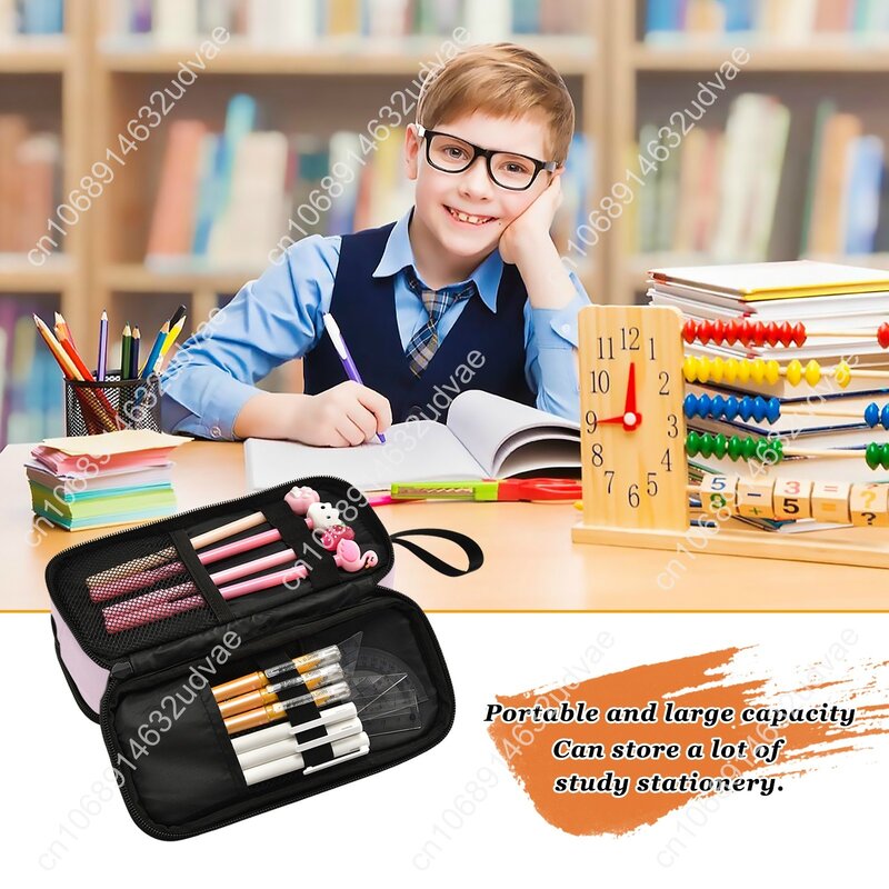 حافظة أقلام رصاص بطبقة مزدوجة بسعة كبيرة للمدرسة والطلاب والأطفال ، حقيبة بوليستر جديدة ، حقيبة مكياج ، صندوق أقلام ، مستلزمات مكتبية