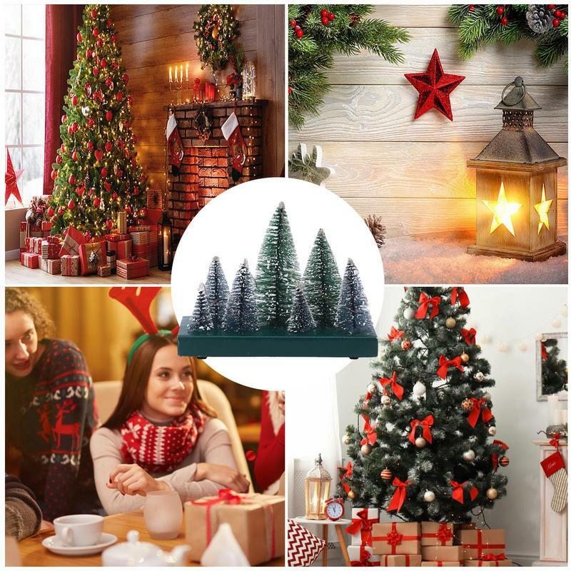 شجرة إبرة الصنوبر الاصطناعية الصغيرة ، شجرة عيد الميلاد الصغيرة ، مزيج الحلي ، ضوء LED ملون ، ديكور مكتب