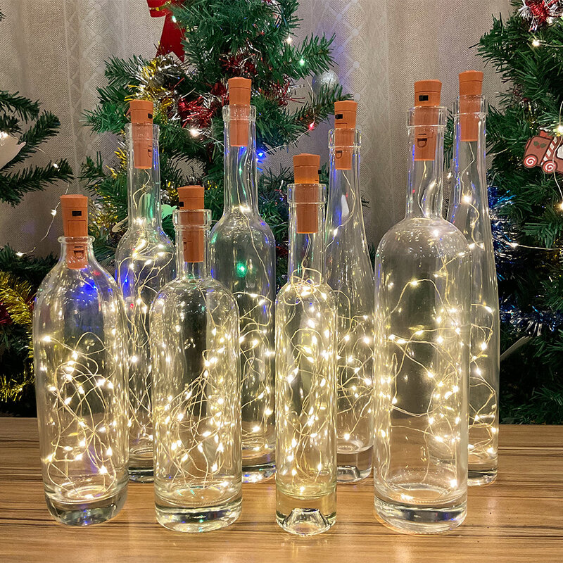 LED زجاجة النبيذ الفلين سلسلة ضوء s1m 2 متر 3m الجنية أضواء أكاليل بطارية تعمل لتقوم بها بنفسك بار عيد الميلاد حفلة زفاف عطلة ديكور