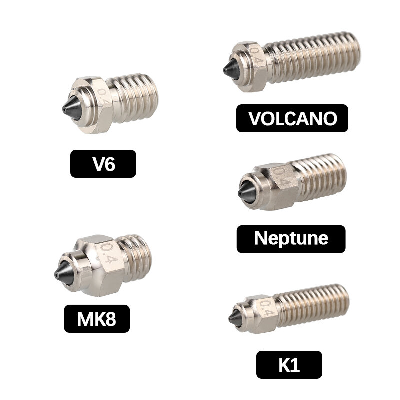 ميلو دلك تصلب الصلب والنحاس ثلاثية الأبعاد فوهة الطابعة ، مقاومة للاهتراء ، ثنائية المعدن ، هك ، V6 ، بركان ، Mk8 ، هوتيند ، Neptune4 ، K1