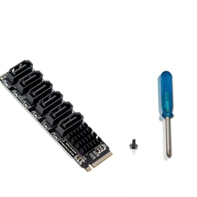 L43D 6-Port for .2 PCIE Riser بطاقة M2 NVME إلى 3.0 بطاقة التوسع ASM1166 6 جيجابايت/ثانية محول 6x SATA3.0 Riser التوسع