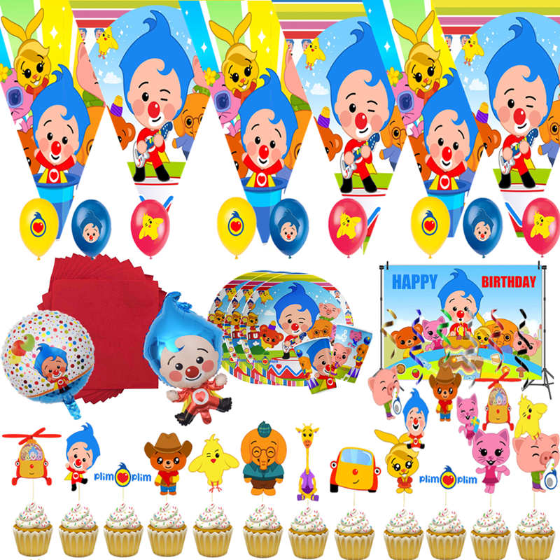 بليم بليم بالونات الكرتون الأحمر الأزرق المائدة لوحة الكؤوس عيد ميلاد سعيد راية استحمام الطفل الطرف الديكور الاطفال Globos اللعب