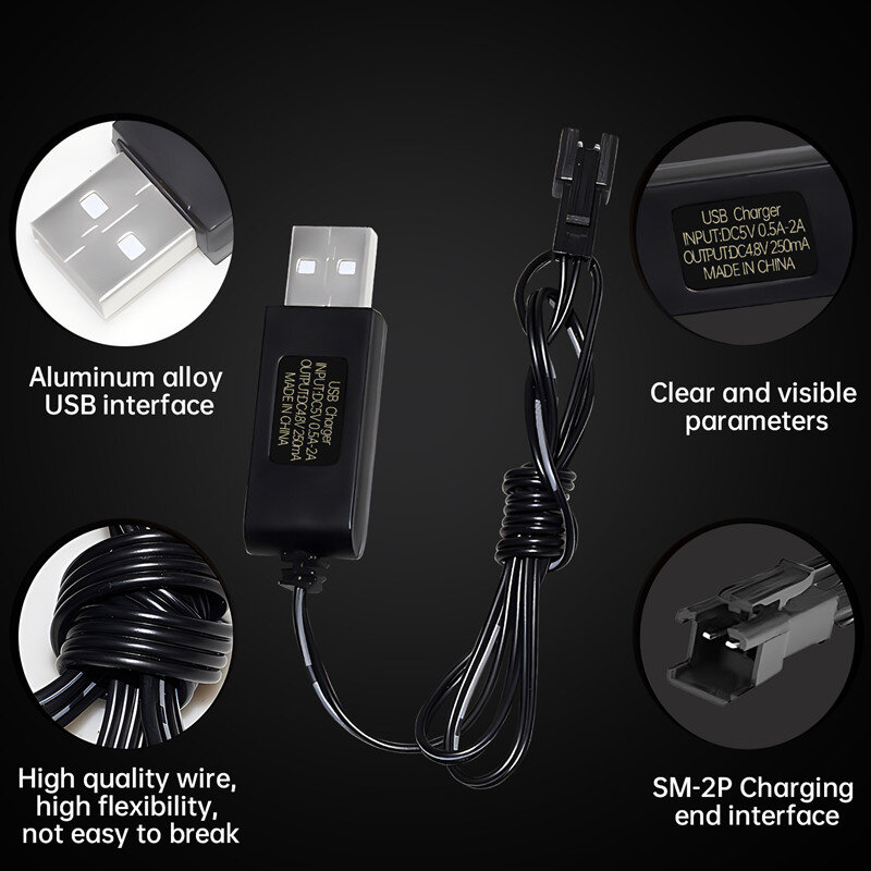 شاحن USB مع قابس ، أو V ، لحفارة RC E562 TD141 بجهاز تحكم عن بعد ، مركبة للطرق الوعرة ، بطاريات V NiCd أو NiMH أو Lipo