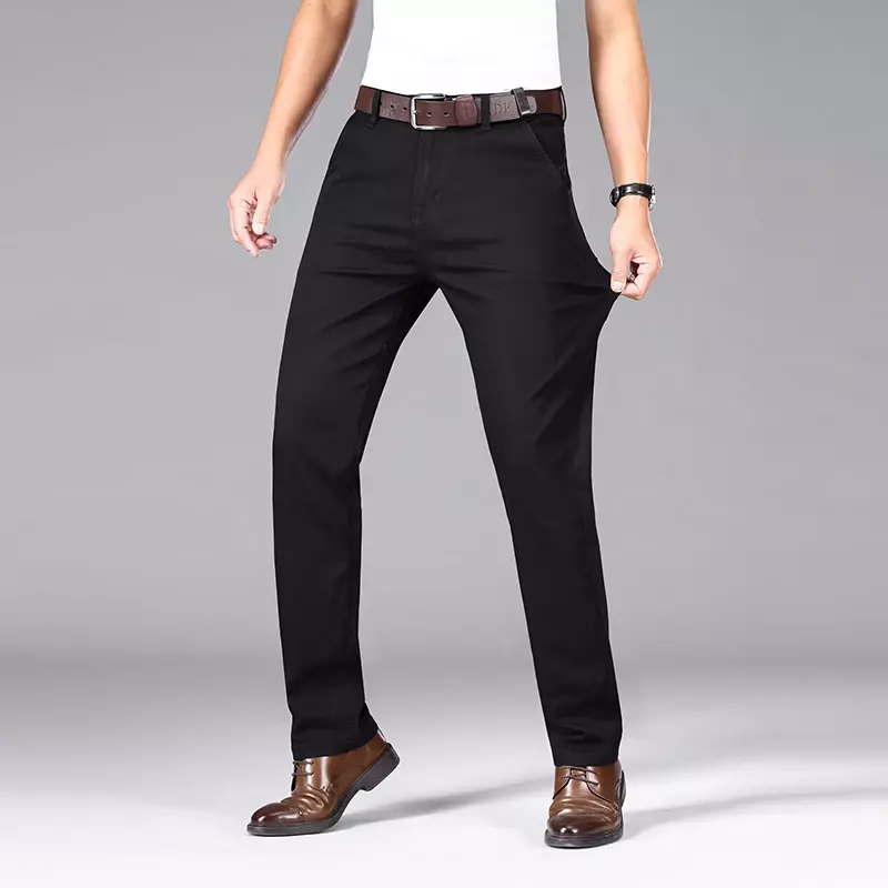 بنطال جينز أسود مناسب للرجال ، جينز رفيع فاخر ، بنطلون مطاطي غير رسمي ، بنطلون رجال أعمال ، موضة ،