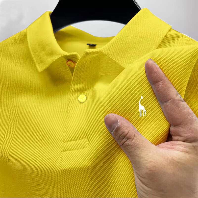 أيوبسون-قميص بولو قصير للرجال ، ملابس رسمية ، مطابقة ألوان ، لون أبيض وأسود ، جديد