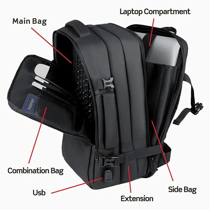 سويس عسكري-حقيبة ظهر للكمبيوتر المحمول للرجال ، 17 بوصة ، جيب متعدد ، قابل للتمدد ، مقاوم للماء ، USB ، مدرسة ، أعمال ، حقيبة سفر