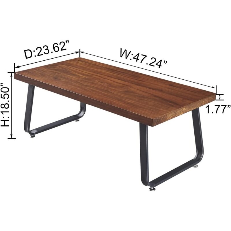 طاولة قهوة من الخشب الطبيعي ، طاولة مركزية من الخشب الصلب لغرفة المعيشة ، صناعة معدنية ريفية ، لون بني من الخشب الحقيقي ، 47 في