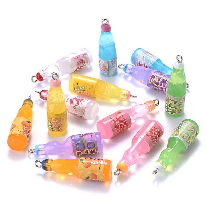 زجاجة عصير دلاية من الراتنج ، ملونة ، محاكاة ، صغيرة ، لطيفة ، 10