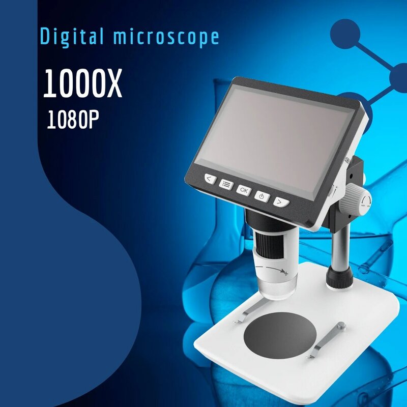 مجهر رقمي 4.3 بوصة 1000X التكبير المنظار مع 1080P ميكروسكوب إلكتروني صور فيديو تسجيل USB المجاهر الفيديو