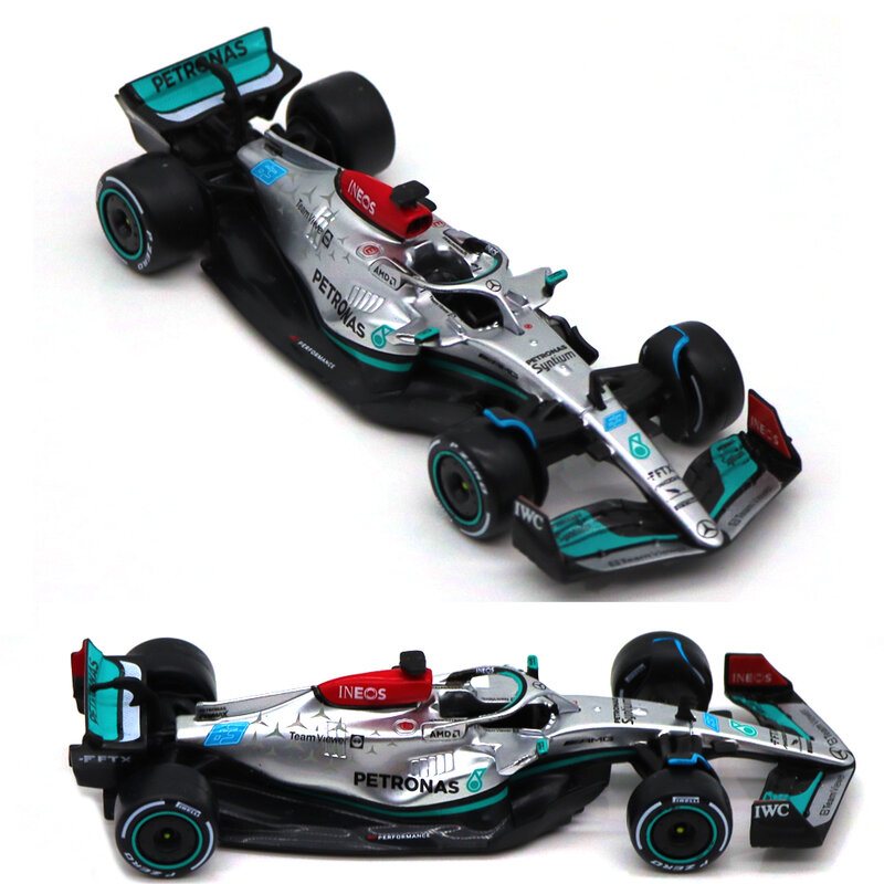 بوراغو 2022 F1 مرسيدس بنز-AMG W13 سباق السيارات #44 هاميلتون #63 راسل 1:43 سبيكة نموذج سيارة لعب هدايا للأطفال البالغين