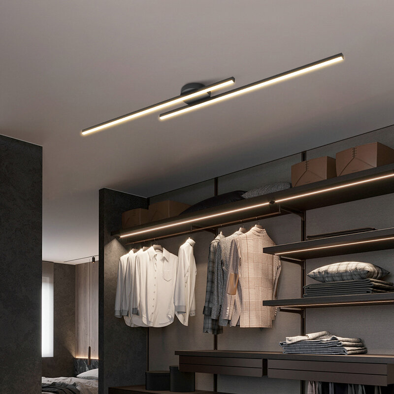 بسيطة Led قطاع طويل مصابيح السقف لغرفة المعيشة غرفة نوم الحديثة إضاءة داخلية المنزل ديكور الثريات تركيبات الاكريليك الحديد
