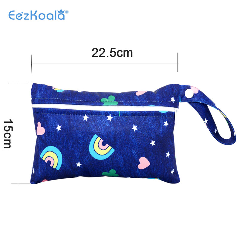 EezKoala حقيبة صغيرة الرطب للطفل القماش حفاضات حقيبة ل منصات الطمث 18X25cm ، سستة مقاوم للماء قابلة لإعادة الاستخدام وقابل للغسل