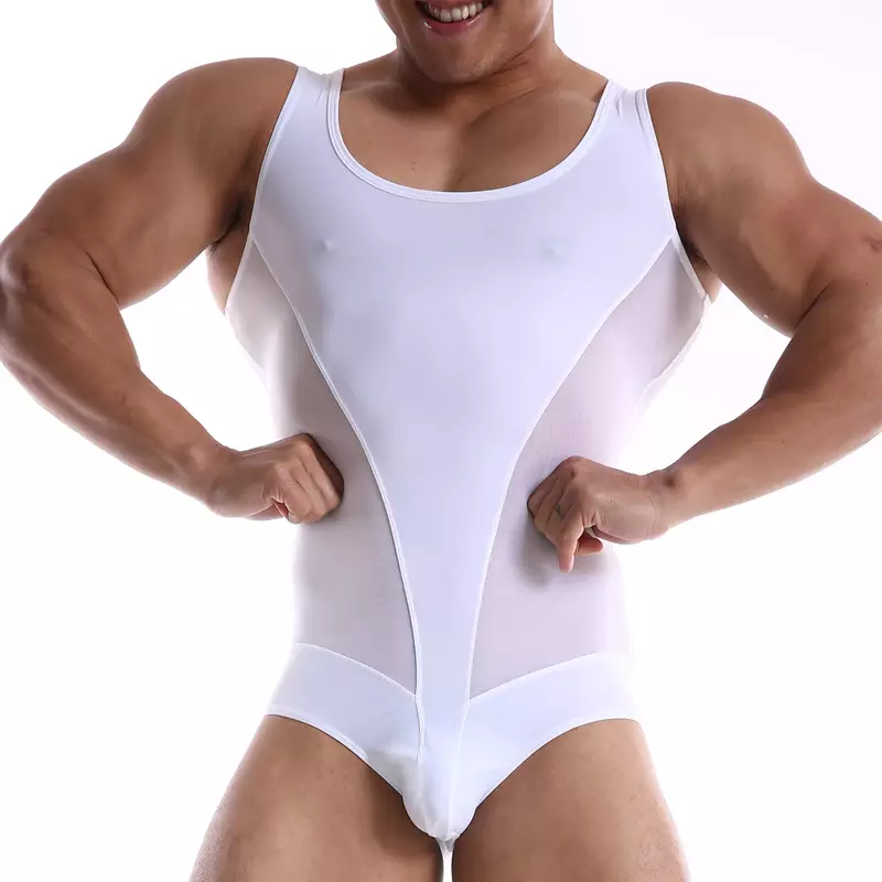 YUFEIDA رجل داخلية عالية المرونة قطعة واحدة الذكور ضئيلة بناء الجسم القميص داخلية تانك الصدرية ملابس الرجال الجسم للتنحيف
