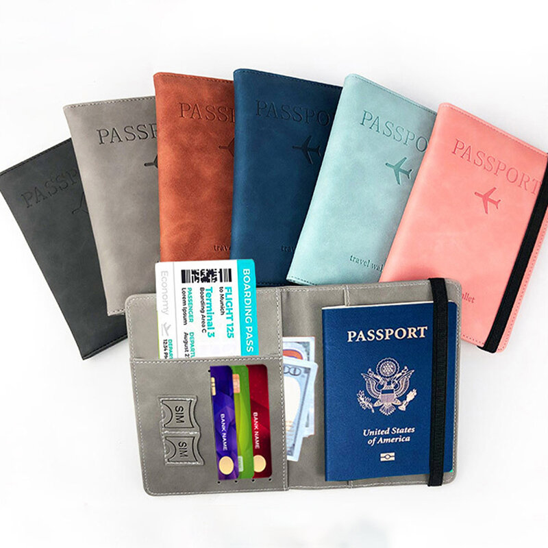 بولي RFID تتفاعل غطاء جواز السفر بطاقة الهوية الائتمان المحفظة مقاوم للماء وثيقة الأعمال ضمادة حامل جواز السفر متعددة الوظائف حامي
