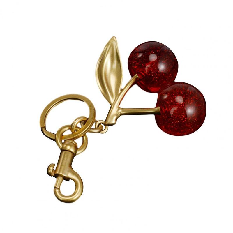 سلسلة مفاتيح على شكل ورقة فاكهة الكرز ، حامل حلقة مفاتيح رائع ، زخرفة حقيبة الكتف ، ملحقات حقيبة اليد