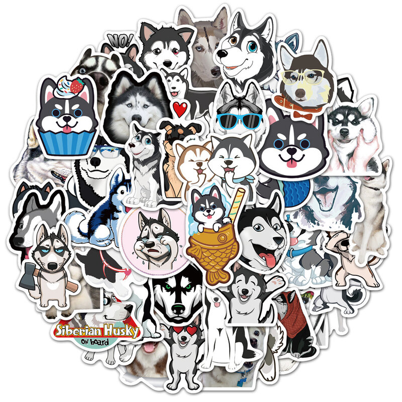 50 قطعة لطيف الكلب هاسكي الأمتعة ملصقات سكيت الغيتار دفتر المحمول الثلاجة ملصقات الزخرفية