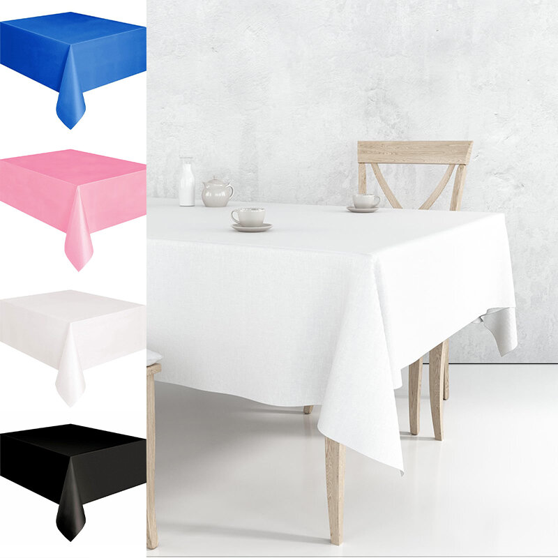 مفرش طاولة بيفا سادة لتزيين الحفلات ، أبيض ، سميك ، بلون واحد ، للاستعمال مرة واحدة ، 137 × 272 سم