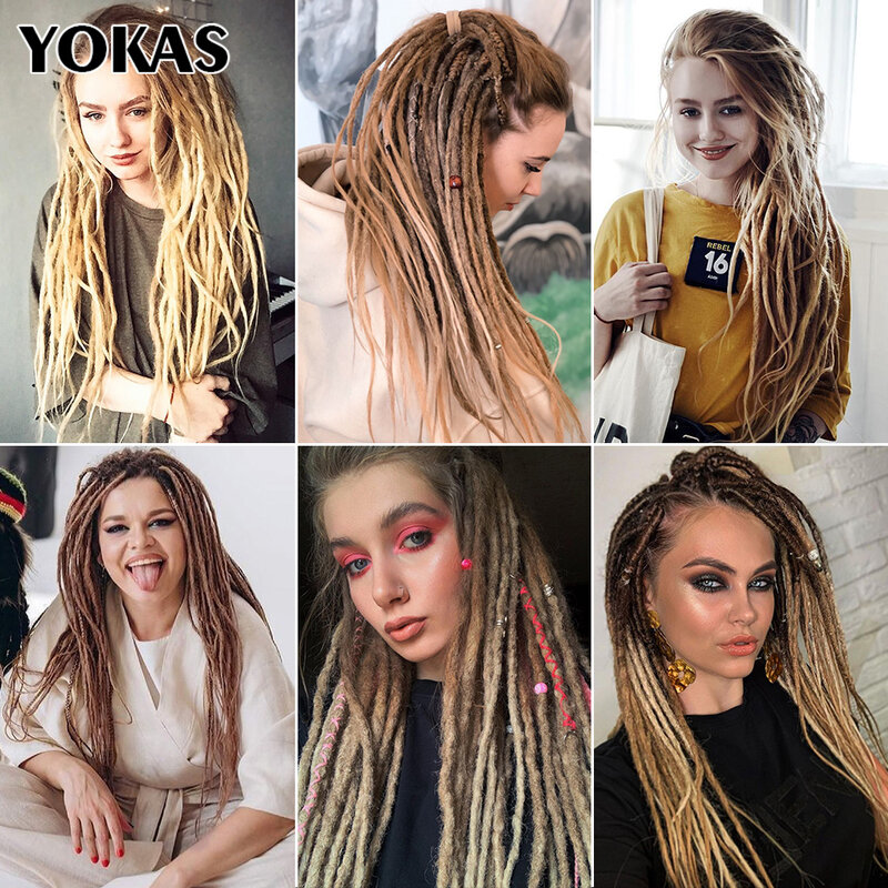 ملحقات الشعر من Dreadlock مصنوعة يدويًا من الكروشيه ، بطول 24 36 بوصة ، ضفائر كروشيه مطرزة للنساء ، ضفائر شعر من YOKAS