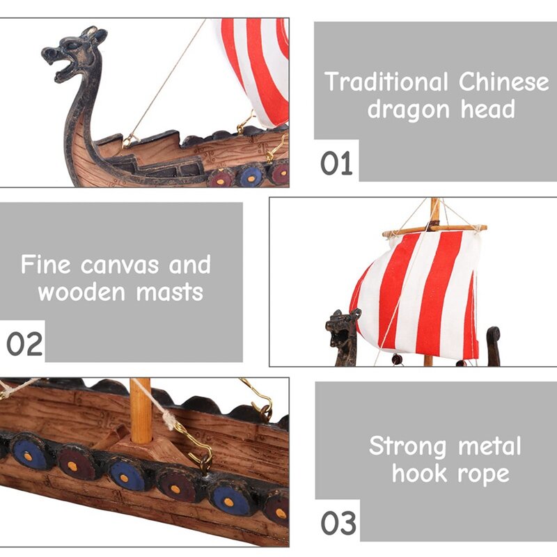 قارب شراعي تقليدي من رأس التنين الصيني ، كما هو موضح قارب فني من الراتنج ، قطعة واحدة