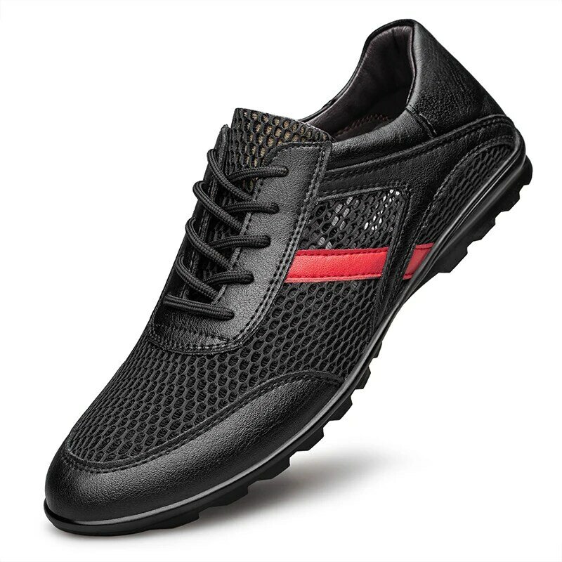 FUQIAO-حذاء كاجوال من الجلد الطبيعي للرجال ، أحذية مشي ناعمة تسمح بمرور الهواء ، أحذية رياضية للجنسين مضادة للانزلاق ، مقاس كبير ، 37-48 ، الصيف