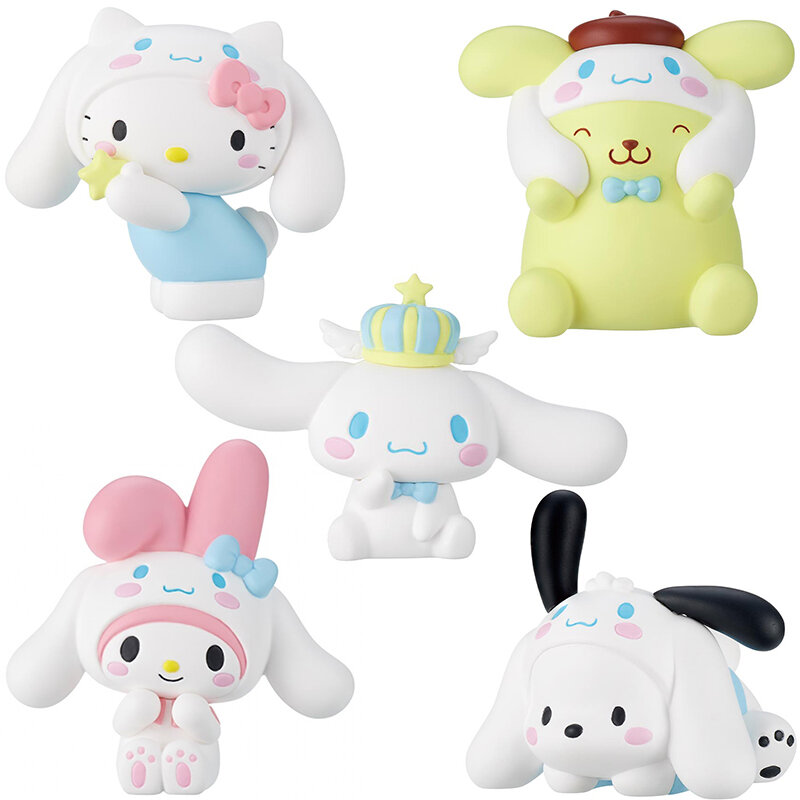Sanrio Cinnamoroll Cosplay Figure Pochacco Kuromi Pom Pom Purin Hello Kitty Anime Figure Toys Kawaii Model Doll Ornaments Gifts