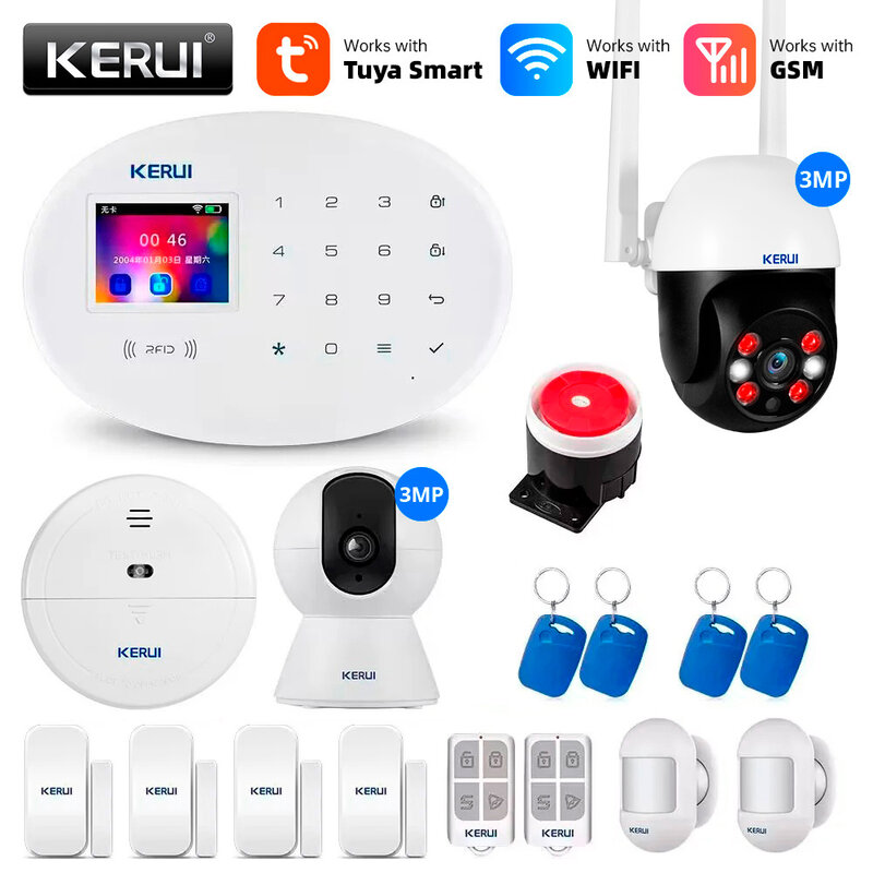 نظام إنذار gm WiFi-Tuya من KERUI-Tuya ، أمان المنزل الذكي ، السرقة ، تطبيق RFID ، مستشعر حركة لاسلكي ، كاشف ، كاميرا IP ، صفارة إنذار Alexa