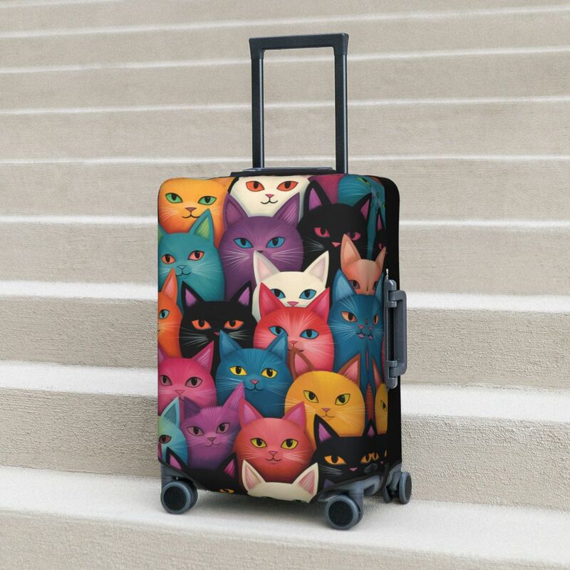 حقيبة أمتعة مرنة مطبوعة على الحيوانات ، غطاء حقيبة سفر للقطط المختلفة ، حماية السفر ، العطلة