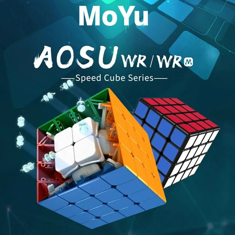 مكعبات السرعة السحرية المغناطيسية Moyu Aosu-WRM ، ألعاب التململ بدون لصق ، لغز احترافي ، 4x4 ، لغز