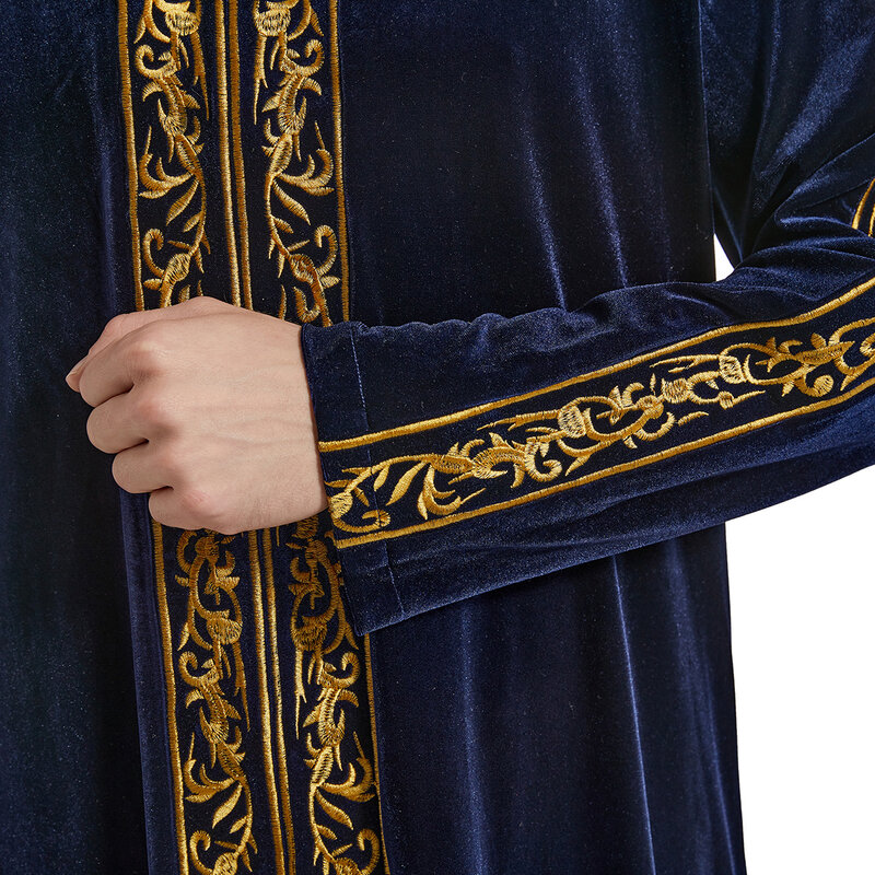 ثوب رجالي إسلامي بياقة قائمة ، ثوب رمضان بأكمام طويلة ، روب إسلامي ، قفطان ثوب ، دبي ، عباية بطول الكاحل