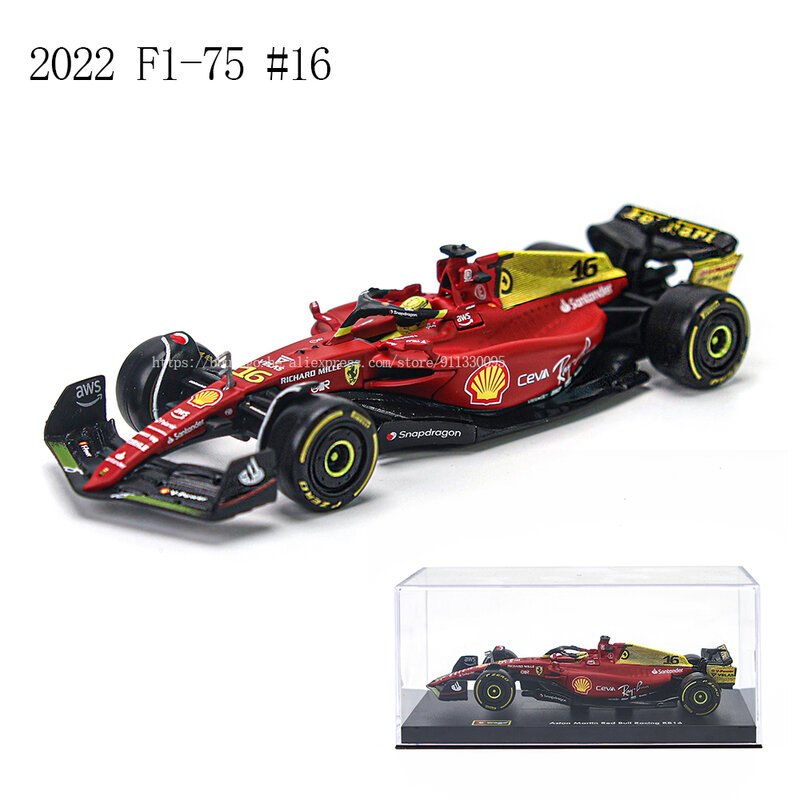 Bburago 1:43 F1 2022 فيراري F1-75 75th الذكرى Giallo مودينا 16 # Leclerc 55 # Sainz سبيكة سيارة نموذج سيارة مسبوك لعبة