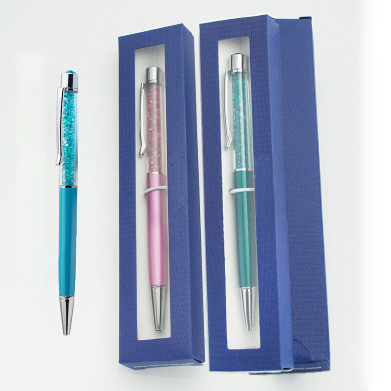 أقلام حبر جاف الماس الفاخرة الكريستال القلم مع عنصر علبة هدية التجزئة مكتب اللوازم المدرسية