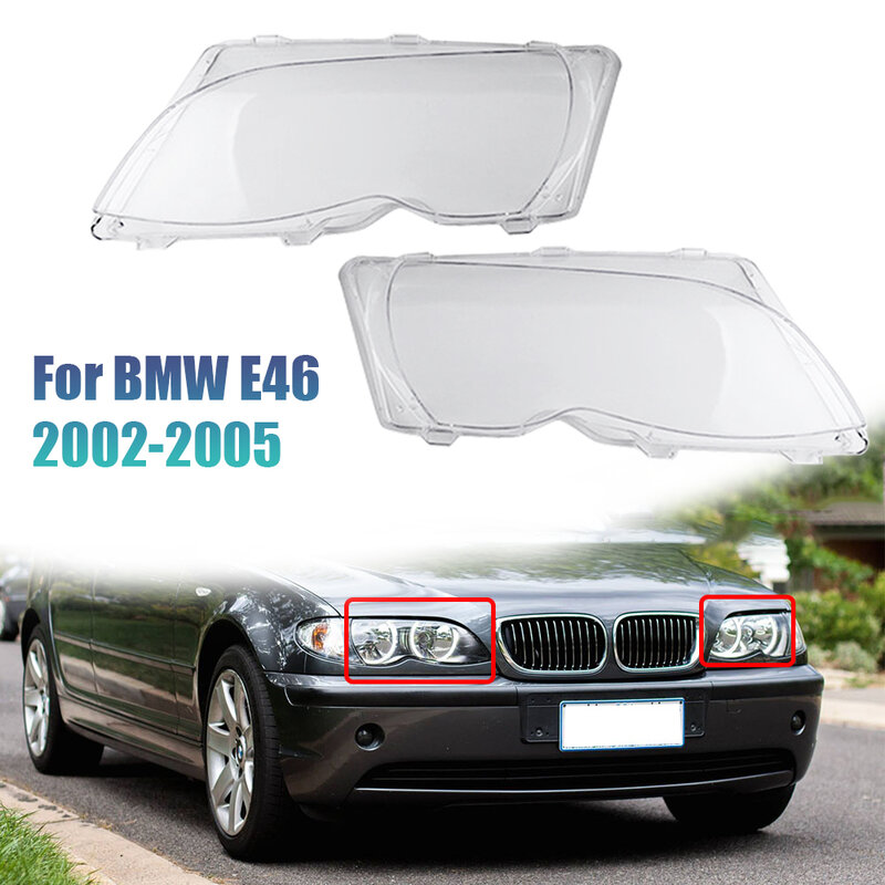 سيارة العلوي عدسة قذيفة ، استبدال غطاء المصباح ، الزجاج لسيارات BMW E46 ، 318i ، 320i ، 325i ، 325xi ، 330i ، 330xi ، 2002-2005 ، 2 قطعة