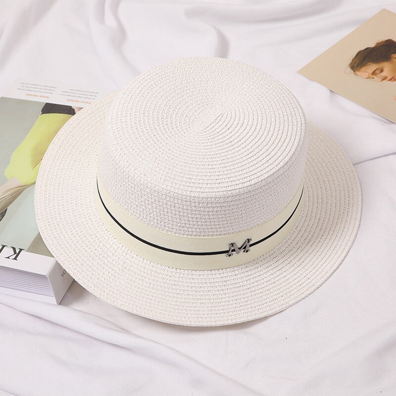 قبعة شمس للشاطئ من بنما للنساء ، قبعات من القش ، قبعة سفر من بنما ، قبعة جاز فاخرة أنيقة ، جديدة ، صيفية