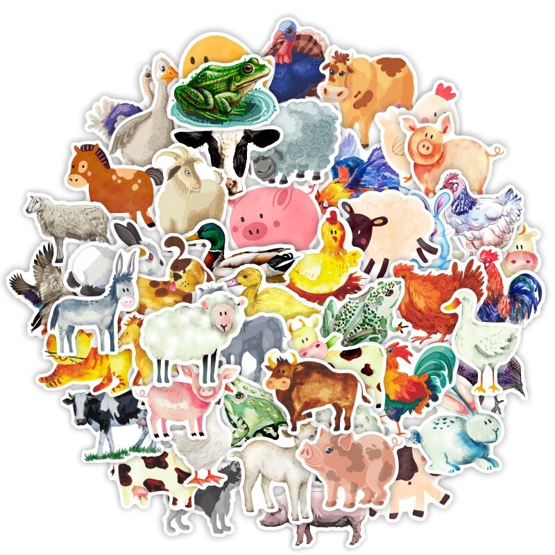 ملصق حيوانات مزرعة كرتوني ، عجل ، خروف ، دجاج حصان ، بطة ، أرنب ، ملصق حائط إبداعي ، لعبة تصنعها بنفسك ، بيع بالجملة ، 10: 30 ، 50: 41