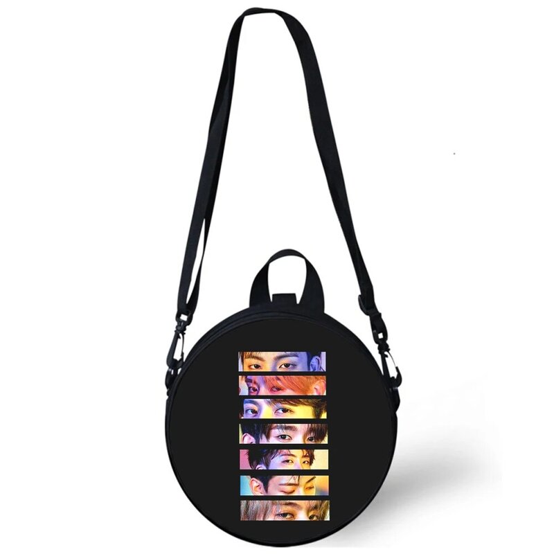 GOT7 KPOP حقيبة رياض الأطفال ثلاثية الأبعاد طباعة Crossbody حقائب الكتف للمدرسة المرأة حقيبة صغيرة مستديرة حقيبة الظهر