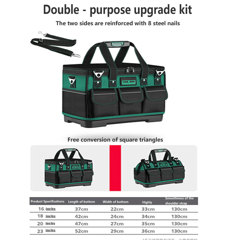 جديد حقيبة أدوات متعددة الوظائف مزدوجة استخدام مربع 16 "18" 20 "23" 1680 D أكسفورد حقيبة ملابس أعلى واسعة الفم كهربائي أكياس أداة صندوق