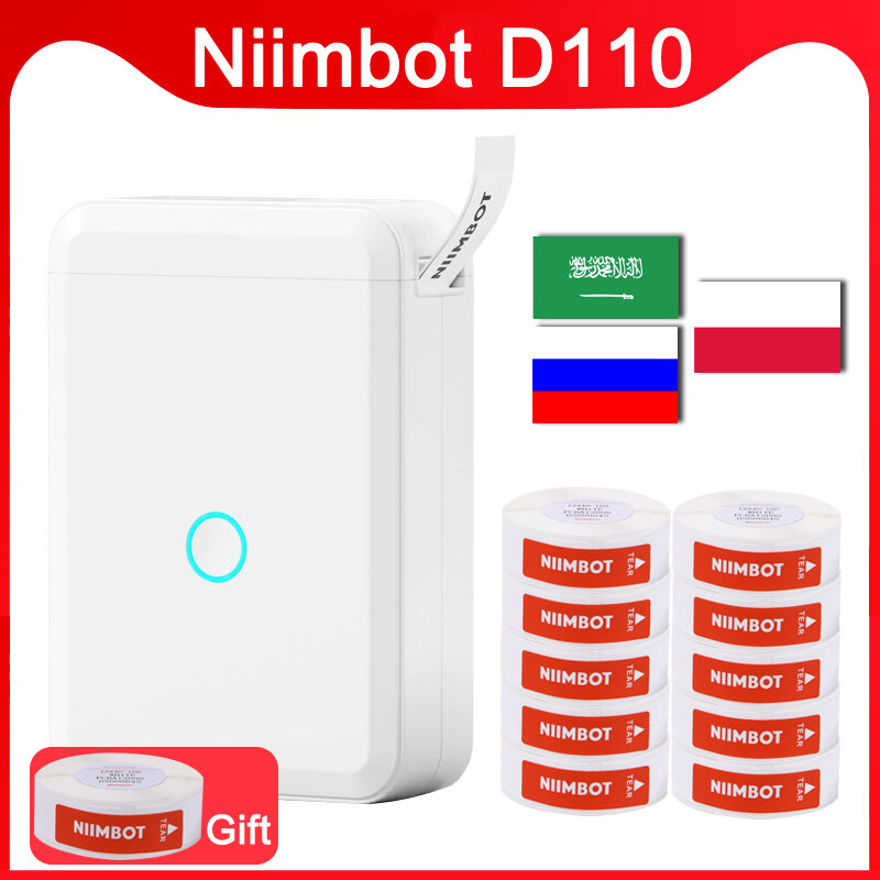 NiiMbot طابعة تسمية بلوتوث اللاسلكية ، صانع المحمولة لنظام أندرويد ، آيفون ، مكتب ، المنزل ، اسم العلامة ، ملصق الشريط ، الهاتف ، D110