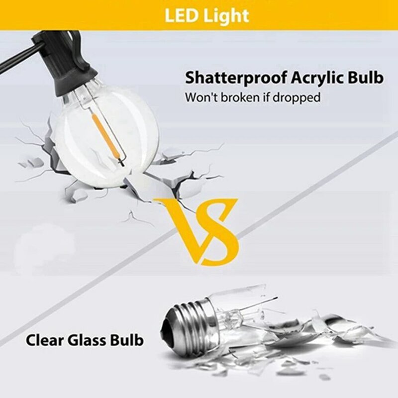 شاتيربروف LED استبدال المصابيح الكهربائية ، غلوب لمبات ل أضواء سلسلة الشمسية ، الدافئة الأبيض ، G40 ، E12 المسمار قاعدة ، 6 قطعة